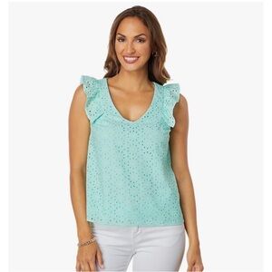 Lilly Pulitzer Lina Eyelet Top Size M